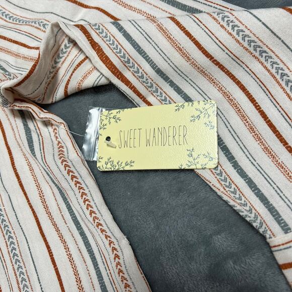 Sweet Wanderer V-Neck Stripe Shirt Dress Size Medium NEW Boho Cottagecore - Picture 6 of 11